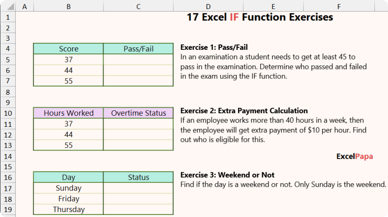 First 03 Problem of Excel IF Function Exercises