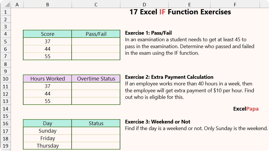 First 03 Problem of Excel IF Function Exercises 