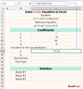 How to Solve Cubic Equation in Excel: 3 Easy Steps